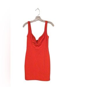 Express Red Bodycon Mini Dress Size with slight plunge size 0 new with tag